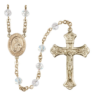 14 Karat Gold-Filled 6mm Austrian Crystal Saint Edmund of East Anglia Rosary in Crystal