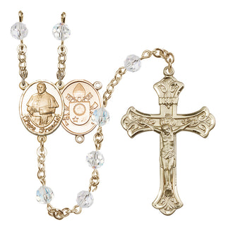 14 Karat Gold-Filled 6mm Austrian Crystal Pope Francis Rosary in Crystal