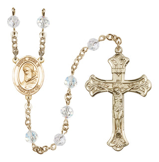 14 Karat Gold-Filled 6mm Austrian Crystal Pope Pius V Rosary in Crystal