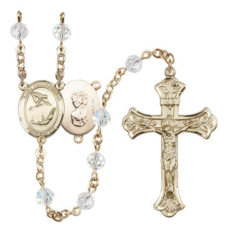 14 Karat Gold-Filled 6mm Austrian Crystal Saint Christopher/Gymnastics Rosary in Crystal