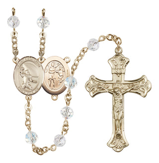 14 Karat Gold-Filled 6mm Austrian Crystal Saint Sebastian / Football Rosary in Crystal
