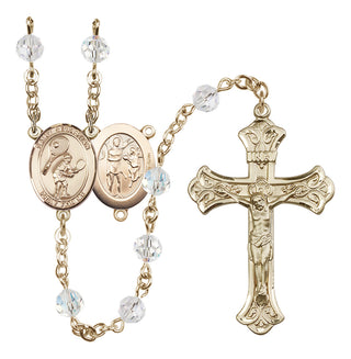 14 Karat Gold-Filled 6mm Austrian Crystal Saint Sebastian / Tennis Rosary in Crystal