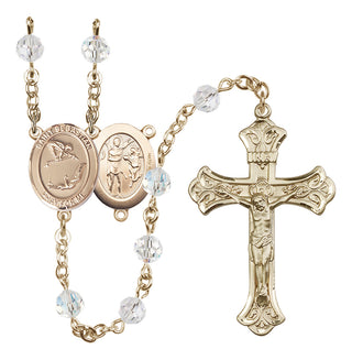 14 Karat Gold-Filled 6mm Austrian Crystal Saint Sebastian/Gymnastics Rosary in Crystal