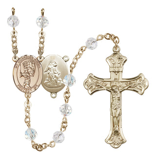 14 Karat Gold-Filled 6mm Austrian Crystal Guardian Angel/Baseball Rosary in Crystal