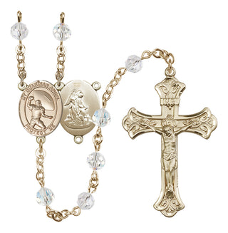 14 Karat Gold-Filled 6mm Austrian Crystal Guardian Angel/Track&Field-Women Rosary in Crystal