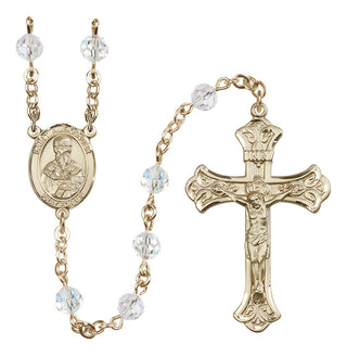 14 Karat Gold 6mm Austrian Crystal Saint Alexander Sauli Rosary in Crystal