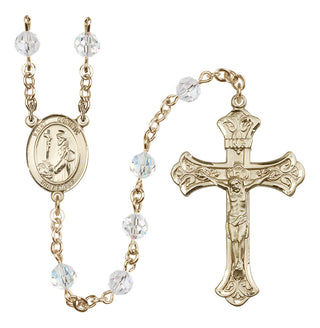 14 Karat Gold 6mm Austrian Crystal Saint Dominic de Guzman Rosary in Crystal