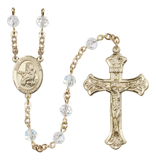 14 Karat Gold 6mm Austrian Crystal Saint Francis Xavier Rosary in Crystal