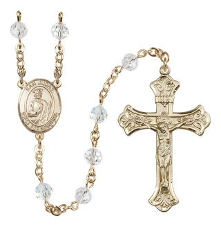 14 Karat Gold 6mm Austrian Crystal San Judas Rosary in Crystal