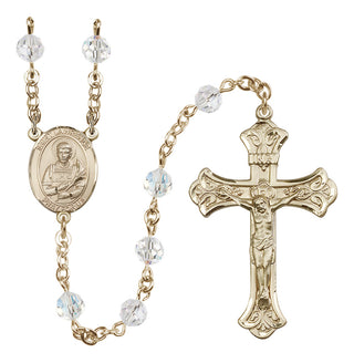 14 Karat Gold 6mm Austrian Crystal Saint Lawrence Rosary in Crystal