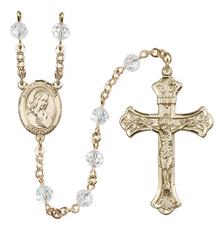 14 Karat Gold 6mm Austrian Crystal Saint Philomena Rosary in Crystal