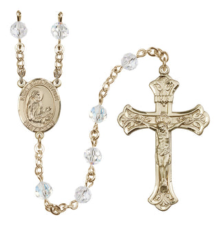 14 Karat Gold 6mm Austrian Crystal Saint Bonaventure Rosary in Crystal