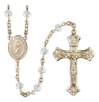 14 Karat Gold 6mm Austrian Crystal San Peregrino Rosary in Crystal