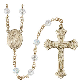 14 Karat Gold 6mm Austrian Crystal Saint Richard Rosary in Crystal