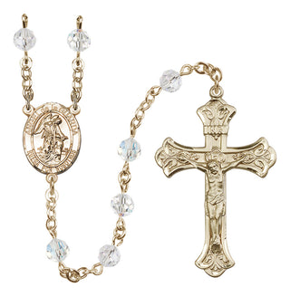 14 Karat Gold 6mm Austrian Crystal Angel de la Guardia Rosary in Crystal