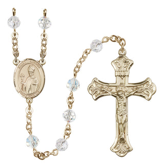 14 Karat Gold 6mm Austrian Crystal Saint Austin Rosary in Crystal