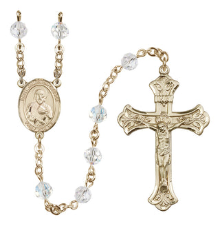 14 Karat Gold 6mm Austrian Crystal Saint James the Lesser Rosary in Crystal