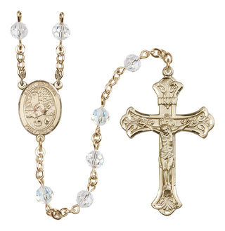 14 Karat Gold 6mm Austrian Crystal Saint Rosalia Rosary in Crystal