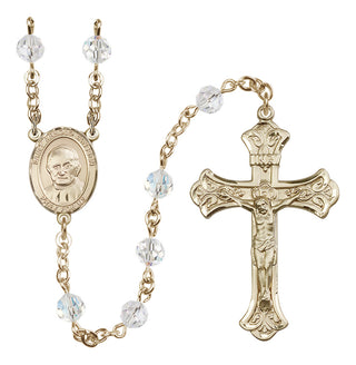 14 Karat Gold 6mm Austrian Crystal Saint Arnold Janssen Rosary in Crystal