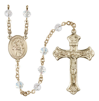 14 Karat Gold 6mm Austrian Crystal Saint Felicity Rosary in Crystal