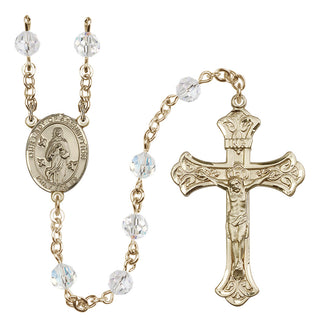 14 Karat Gold 6mm Austrian Crystal Our Lady of Assumption Rosary in Crystal