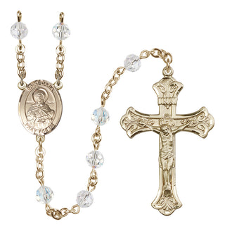 14 Karat Gold 6mm Austrian Crystal Saint Daria Rosary in Crystal
