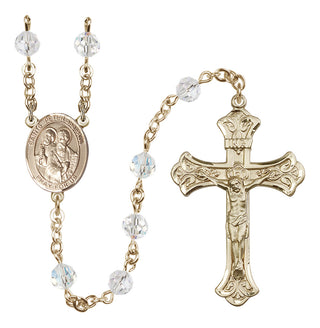 14 Karat Gold 6mm Austrian Crystal Saints Peter & Paul Rosary in Crystal