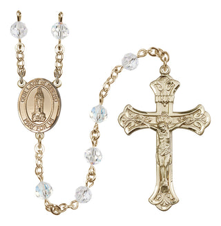 14 Karat Gold 6mm Austrian Crystal Our Lady of Kibeho Rosary in Crystal