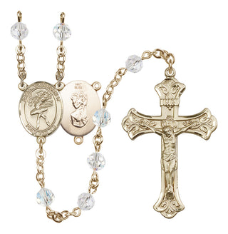 14 Karat Gold 6mm Austrian Crystal Saint Christopher/Dance Rosary in Crystal