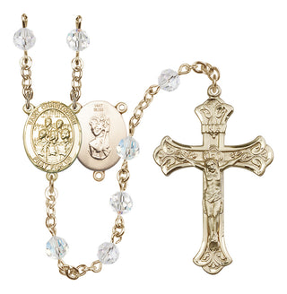 14 Karat Gold 6mm Austrian Crystal Saint Christopher / Choir Rosary in Crystal