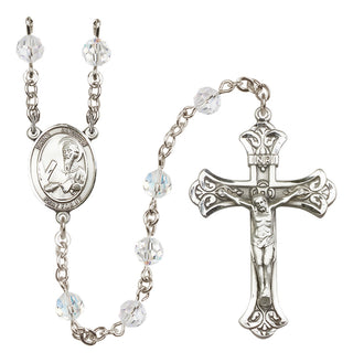 Sterling Silver 6mm Austrian Crystal Saint Andrew the Apostle Rosary in Crystal