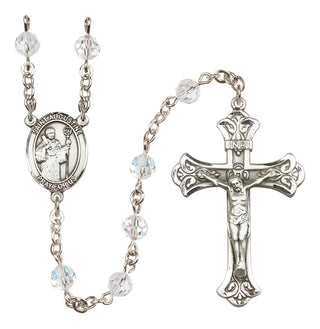 Sterling Silver 6mm Austrian Crystal Saint Augustine Rosary in Crystal