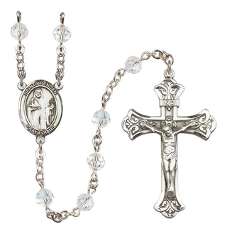 Sterling Silver 6mm Austrian Crystal Saint Brendan the Navigator Rosary in Crystal