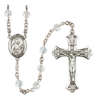 Sterling Silver 6mm Austrian Crystal Saint Camillus of Lellis Rosary in Crystal