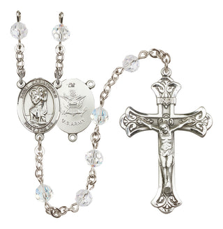 Sterling Silver 6mm Saint Christopher / Army Rosary