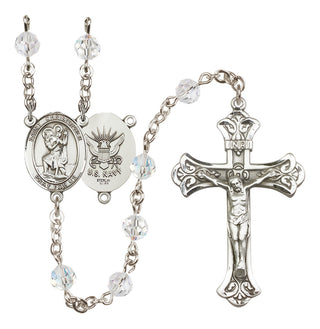 Sterling Silver 6mm Saint Christopher / Navy Rosary