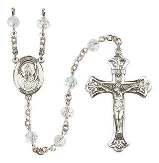 Sterling Silver 6mm Austrian Crystal Saint David of Wales Rosary in Crystal