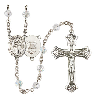 Sterling Silver 6mm Austrian Crystal Saint Joan of Arc / Navy Rosary in Crystal
