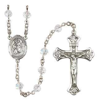 Sterling Silver 6mm Austrian Crystal Saint John the Baptist Rosary in Crystal