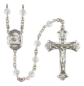 Sterling Silver 6mm Austrian Crystal Saint Joshua Rosary in Crystal