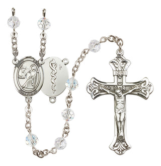 Sterling Silver 6mm Austrian Crystal Saint Luke the Apostle / Doctor Rosary in Crystal