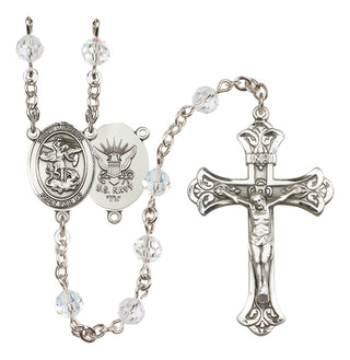 Sterling Silver 6mm Saint Michael / Navy Rosary