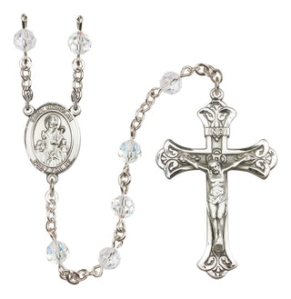 Sterling Silver 6mm Austrian Crystal Saint Nicholas Rosary in Crystal