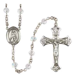 Sterling Silver 6mm Austrian Crystal Saint Peregrine Laziosi Rosary in Crystal