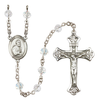 Sterling Silver 6mm Austrian Crystal Saint Peter the Apostle Rosary in Crystal