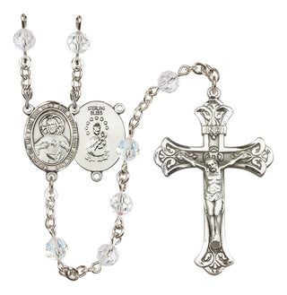 Sterling Silver 6mm Austrian Crystal Scapular Rosary in Crystal