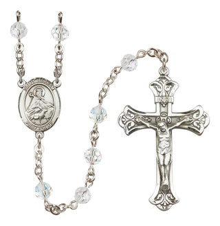 Sterling Silver 6mm Austrian Crystal Saint William of Rochester Rosary in Crystal
