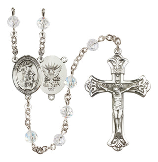 Sterling Silver 6mm Guardian Angel / Navy Rosary