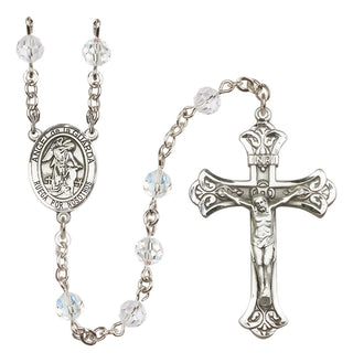 Sterling Silver 6mm Angel de la Guardia  Engraved Catholic Rosaries