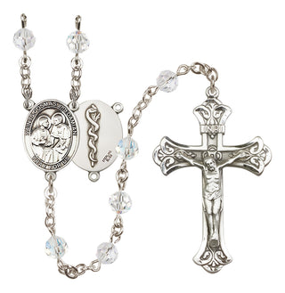 Sterling Silver 6mm Austrian Crystal Saints Cosmas & Damian / Doctors Rosary in Crystal